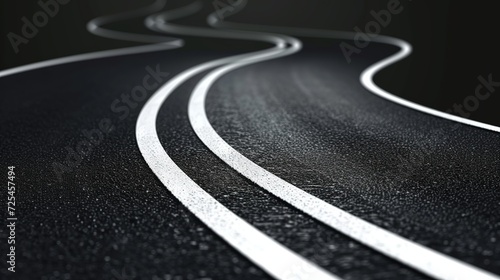 Curved road with white markings. Vector illustration photo