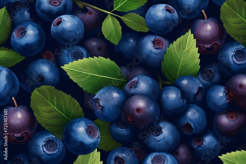 Seamless background with blueberries. Generative AI