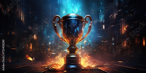 Gold champion cup, winner cup. The theme of winning, victory