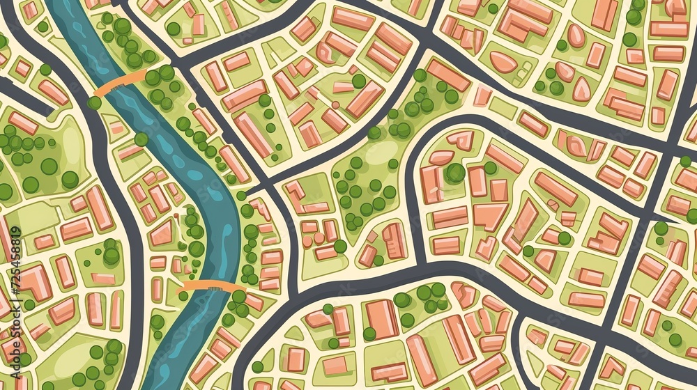 Editable vector street map of town as seamless pattern. Vector ...