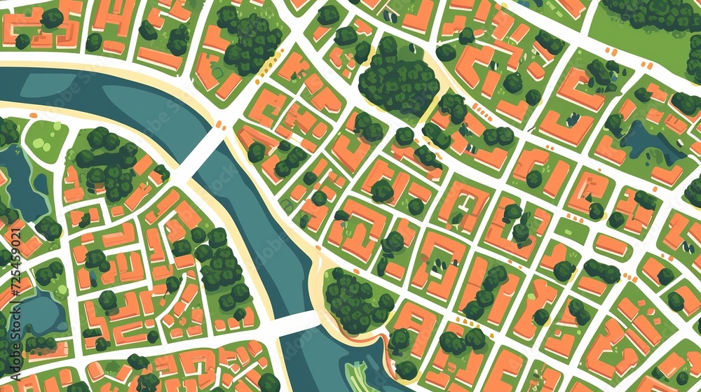 Editable vector street map of town as seamless pattern. Vector ...