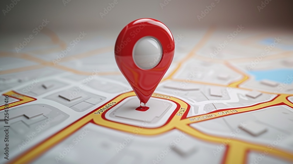 Obraz premium GPS.navigator pin red color mock up with map on white background. vector illustration