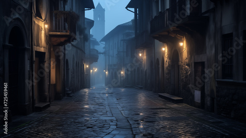 An old Town narrow empty street of a medieval