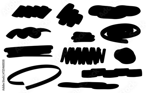 ブラシ装飾　絵の具　インク　アンダーライン　フレーム　黒