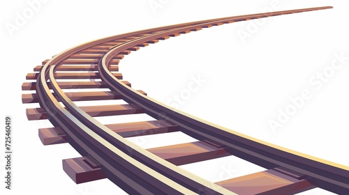 Railway train track vector route. Rail pattern round circular curve railroad path icon, white background photo