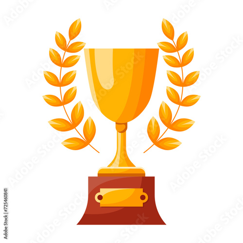 Winners cup, gold award for first place. Champions trophy, golden goblet. 1st prize reward icon. Shiny champions cup for championships. Symbol of victory in a sporting event, competition.