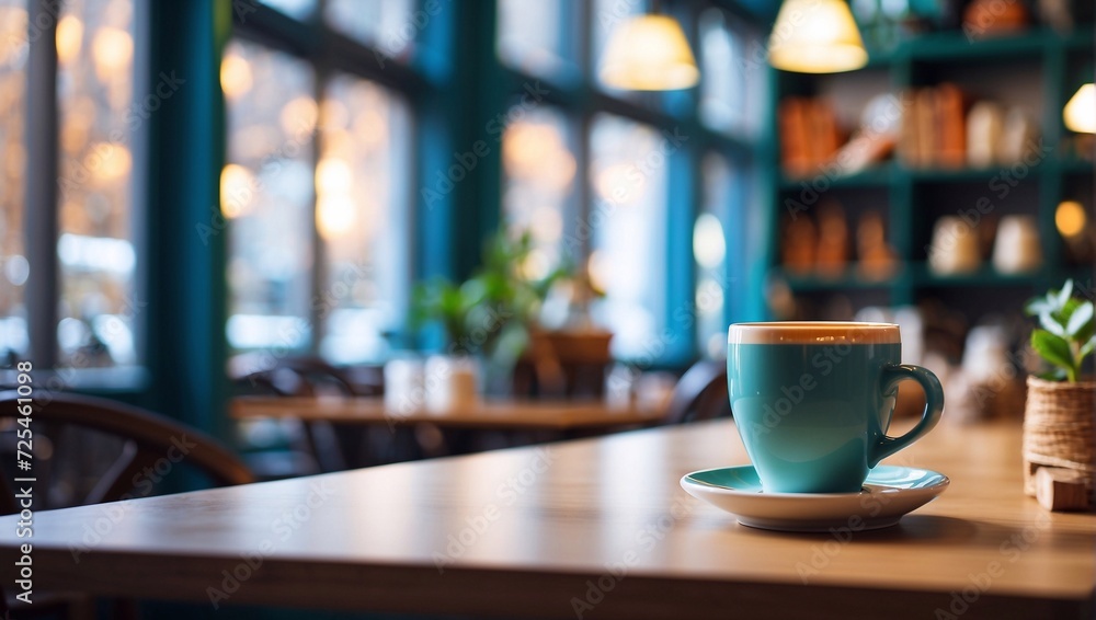 cup of coffee on the table on the background of a cozy cafe, restaurant. cup of coffee on the table on the background of a cozy cafe, restaurant.