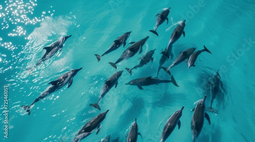 Captivating Dolphin Pod in Crystal-Clear Waters AI Generated.