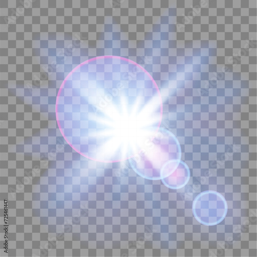 Sunlight with a halo effect in transparent colors on a checkerboard background. Can be easily applied to another background. Vector illustration