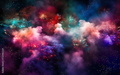 Colorful fireworks smoke and background