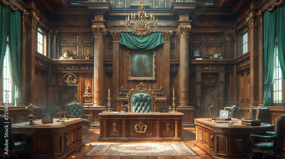 Obraz premium Judge courtroom interior.