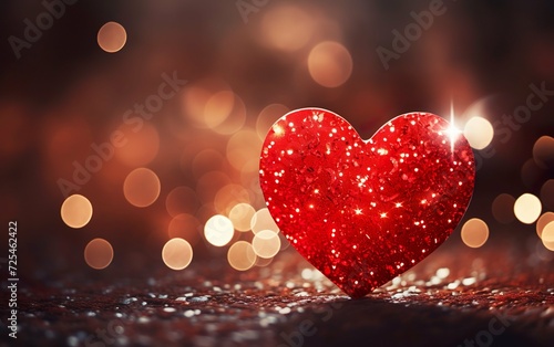 Gorgeous sparkling heart with red heart