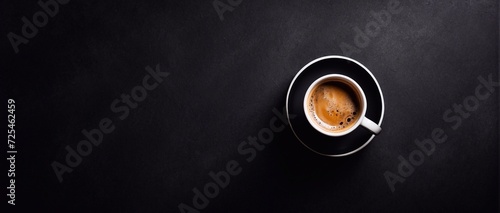 cup of coffee on black background 