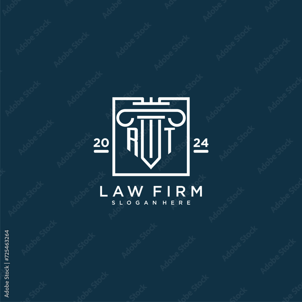 RT initial monogram logo for lawfirm with pillar design in creative square RT initial monogram logo for lawfirm with pillar design in creative square