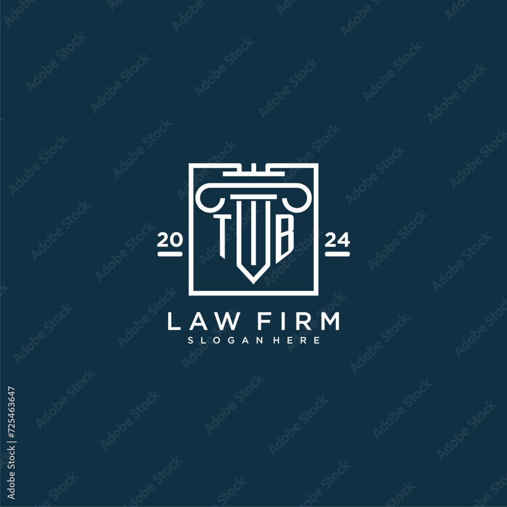 TB initial monogram logo for lawfirm with pillar design in creative square TB initial monogram logo for lawfirm with pillar design in creative square