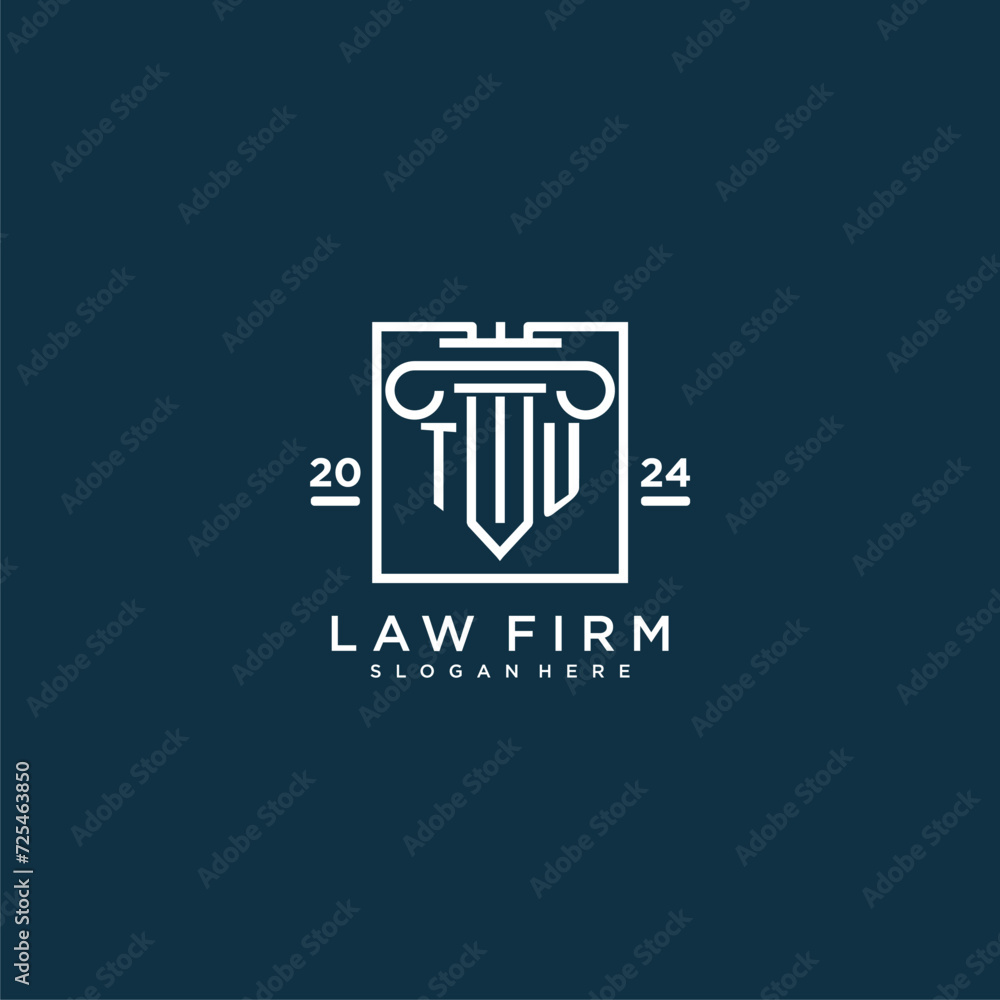 TU initial monogram logo for lawfirm with pillar design in creative square