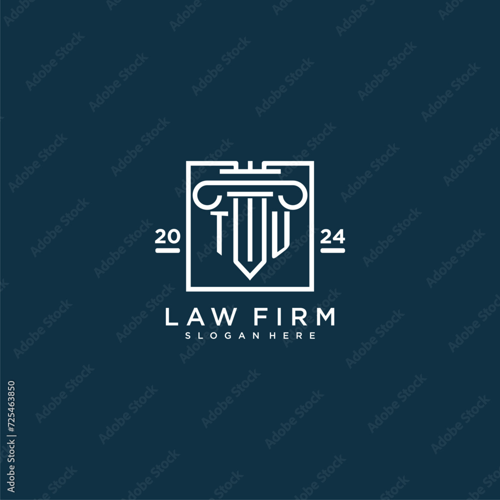 TU initial monogram logo for lawfirm with pillar design in creative square TU initial monogram logo for lawfirm with pillar design in creative square