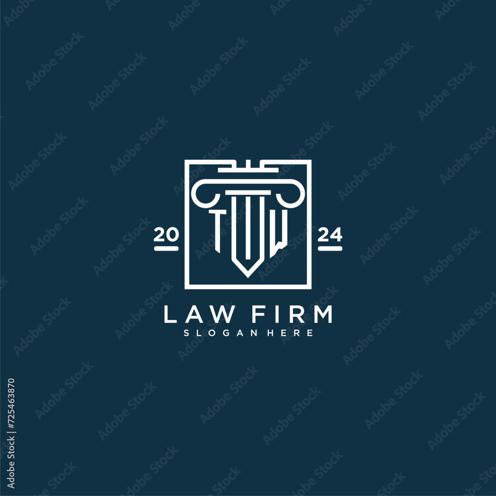 TW initial monogram logo for lawfirm with pillar design in creative square