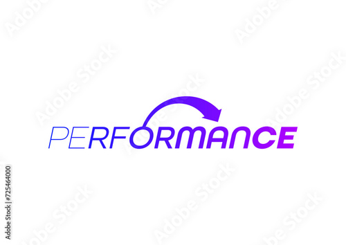 performance word and arrow sign on white background. gradient performance concept