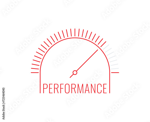 performance word concept. semi-circle indicator and performance word