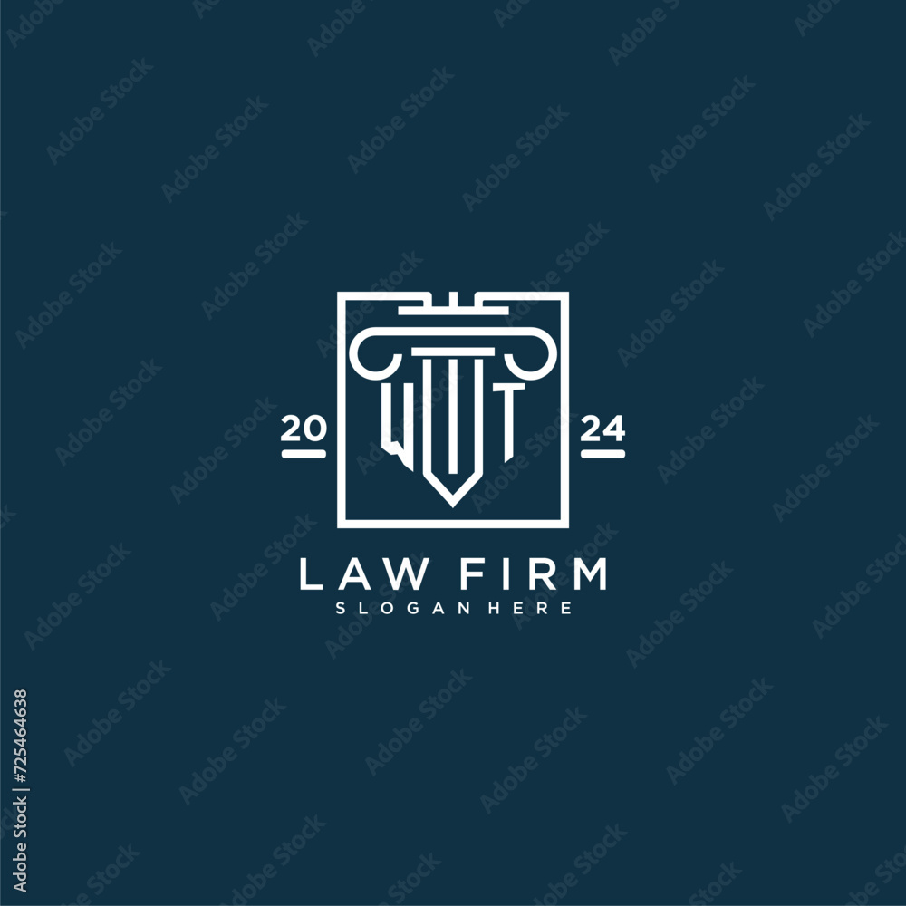 WT initial monogram logo for lawfirm with pillar design in creative square WT initial monogram logo for lawfirm with pillar design in creative square