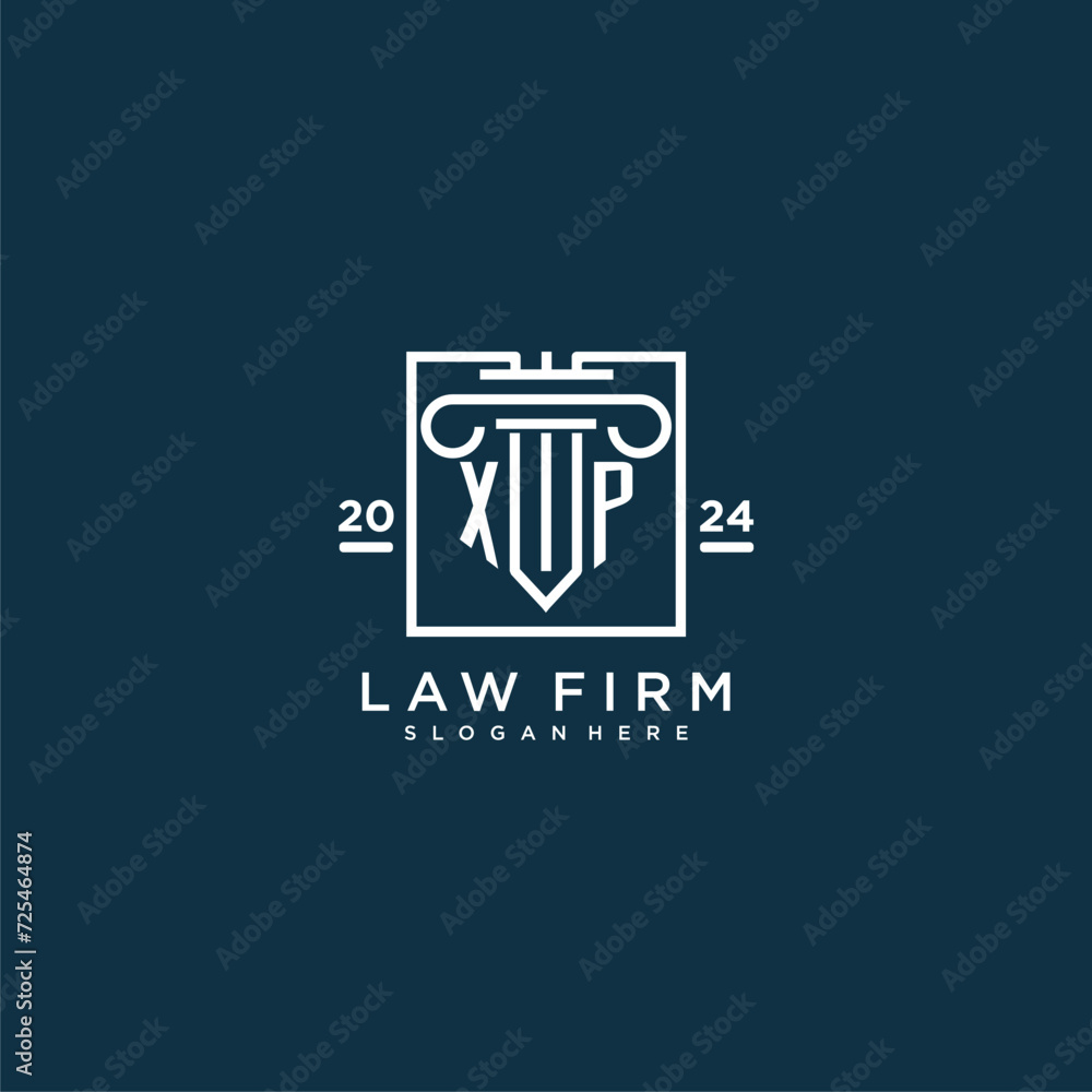 XP initial monogram logo for lawfirm with pillar design in creative square XP initial monogram logo for lawfirm with pillar design in creative square