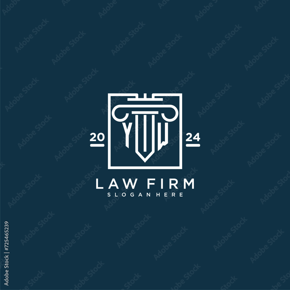 YW initial monogram logo for lawfirm with pillar design in creative square YW initial monogram logo for lawfirm with pillar design in creative square