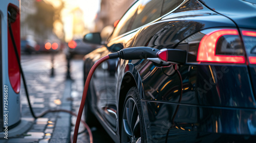 Electric car getting charged