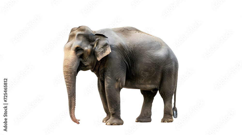 Elephant Standing on White Background