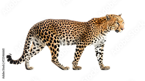 Large Cheetah Walking Across White Background