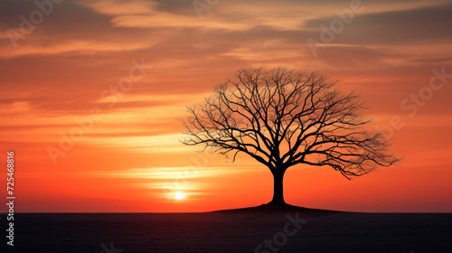 Germany silhouette of single bare tree
