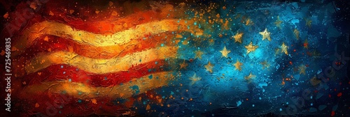 An abstract and textured representation of the American flag, symbolizing pride, freedom, and democracy. photo