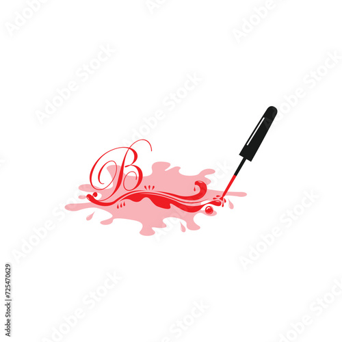 Nail polish design logo with letter B concept