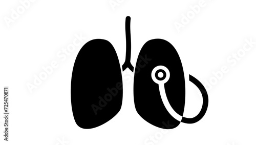 lung examination, black isolated silhouette