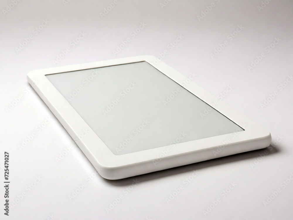White tablet on a white background studio product photography. Created using generative AI tools White tablet on a white background studio product photography. Created using generative AI tools