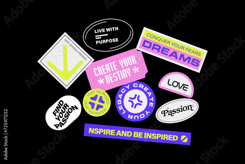 sticker template modern decorated and aesthetic quotes graphic design	