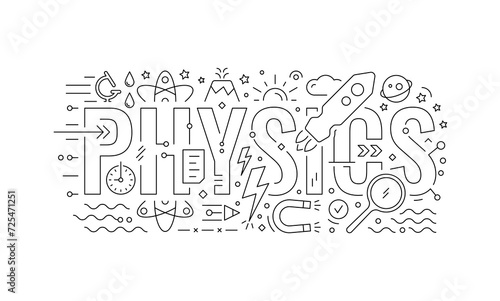 physics and physics symbols. technical drawing physics and physics symbols. outline physics concept
