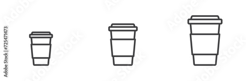 Three Coffee Cups Set Line Icons