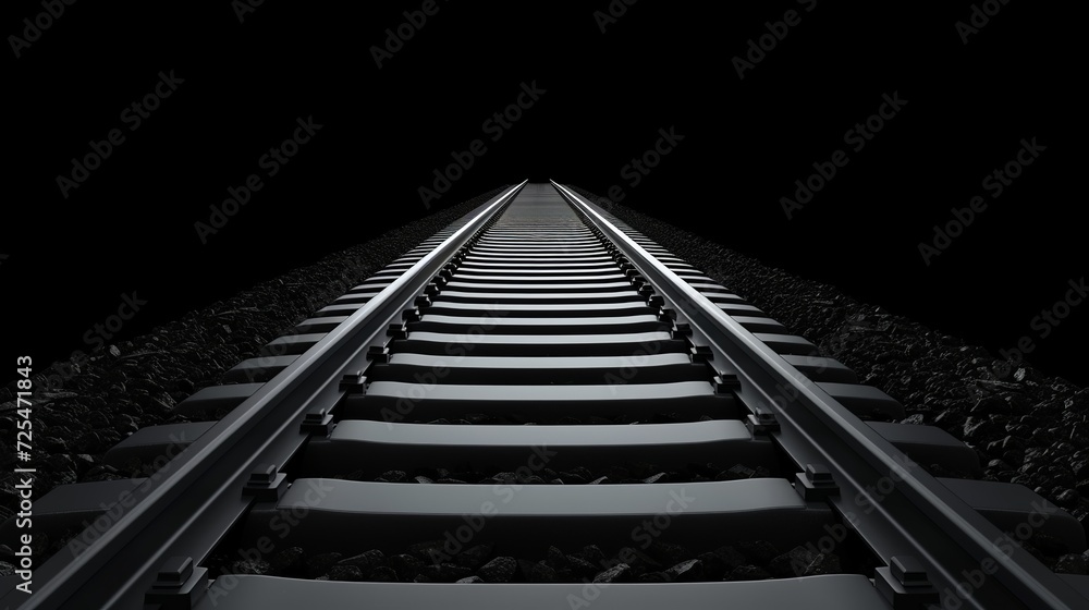 Fototapeta premium The railway going forward. 3d vector illustration on a black background