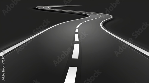 Straight and winding road road. Seamless asphalt roads template. Highway or roadway background. Vector illustration.