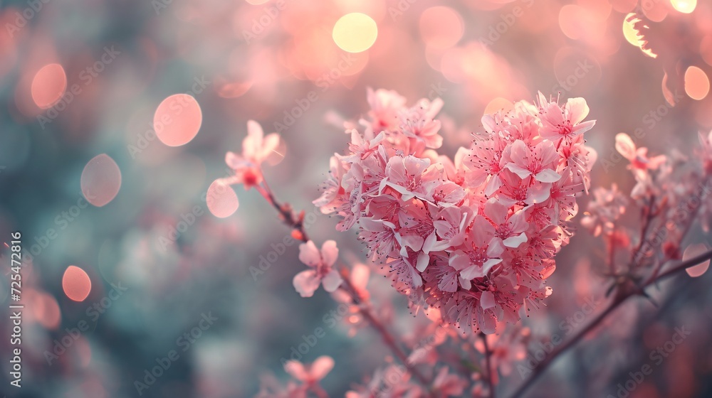Vibrant blooms and romance captured in a vintage-style photo with a bokeh backdrop.