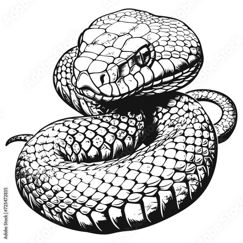 Silhouette of rattle snake, vector illustration.