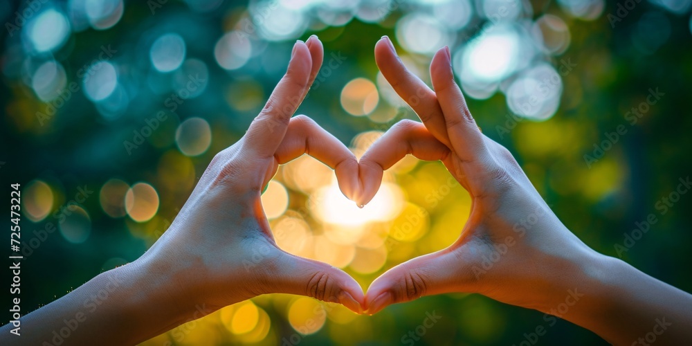 Heart-shaped hands captured in a high-resolution image. Heart-shaped hands captured in a high-resolution image.
