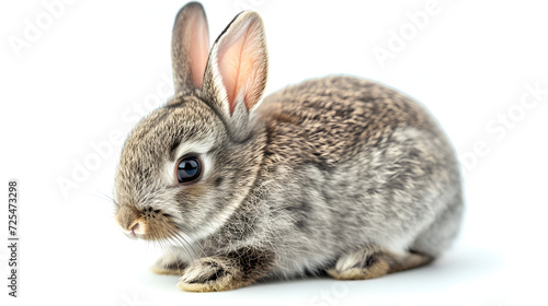 photo of a gray bunny on a white background for digital printing wallpaper, custom design.  Generative Ai.