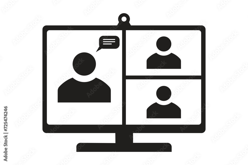 online meeting icon, video conference symbol vector illustration. online meeting icon, video conference symbol vector illustration.