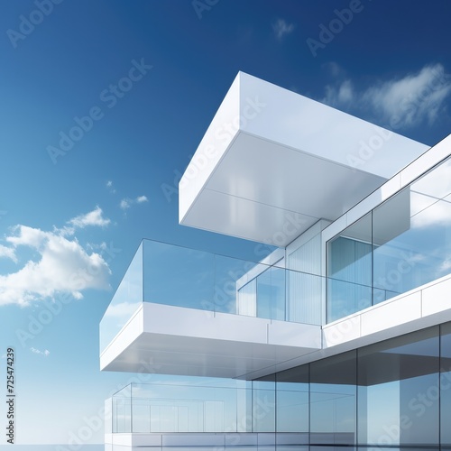 modern glass architecture on blue sky. 