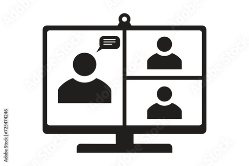 online meeting icon, video conference symbol vector illustration.