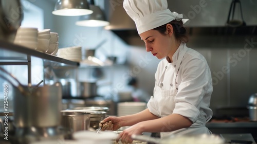 Professional Chef at Work in a Busy Kitchen