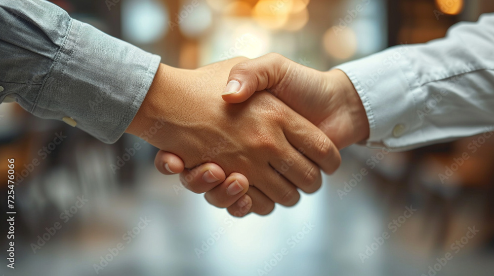 Close-up of businessmen's handshake, part of a business meeting Close-up of businessmen's handshake, part of a business meeting