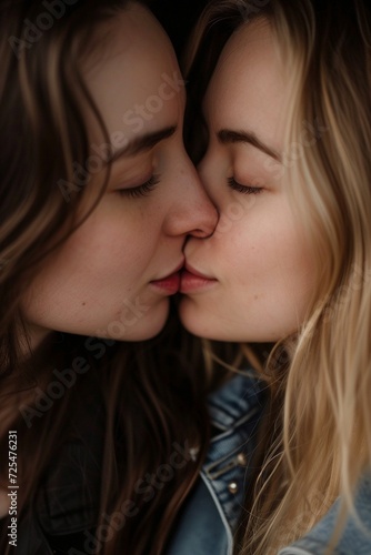 Zwei Frauen küssen sich 